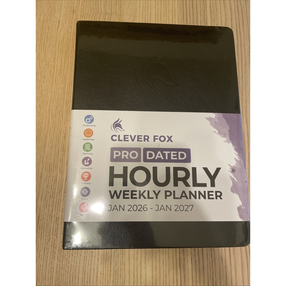 Clever Fox Pro Dated Hourly Weekly Planner Jan 2026 -Jan 2027